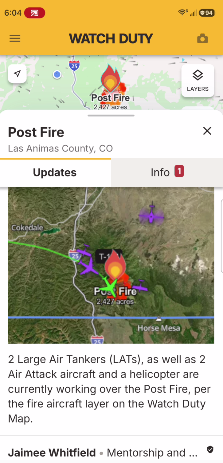 Post Fire Update - 6:00am Watch Duty Map
